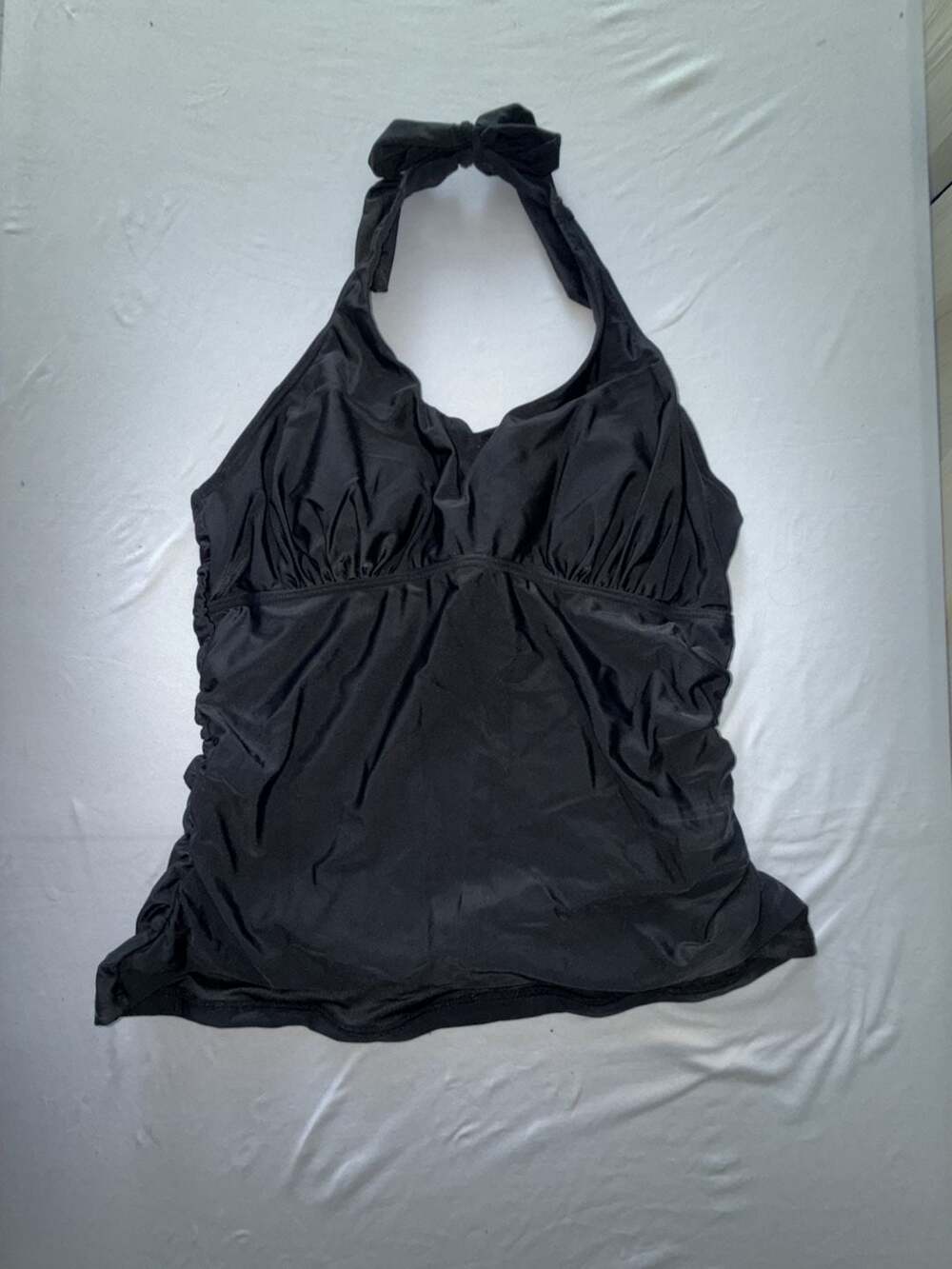 firpearl Halter Tankini Top, M075, Black, Women's Size 12 (b5)